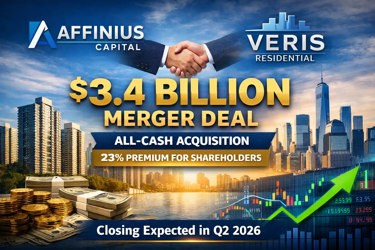 Affinius Capital Acquires Veris Residential for $3.4 Billion, Big Gain for Shareholders