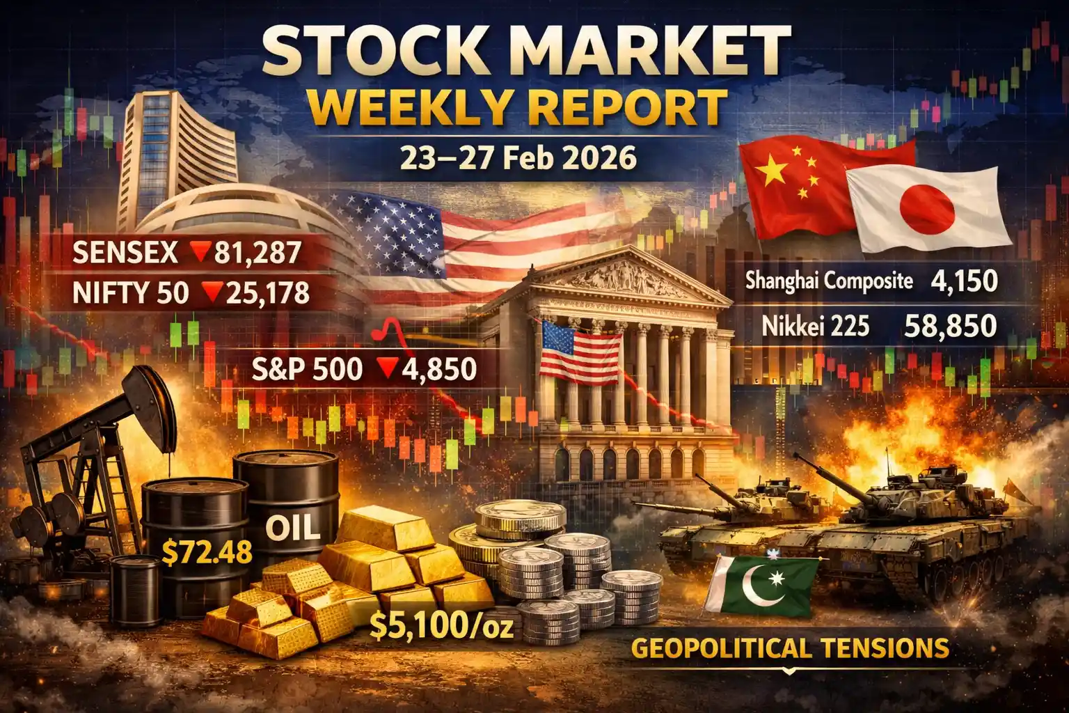 Global Market Weekly (23–27 Feb 2026): Sensex, Nifty, Oil & Gold Update