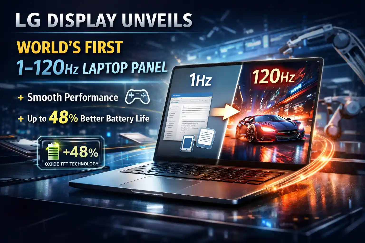 LG Display Unveils World’s First 1–120Hz Laptop Panel