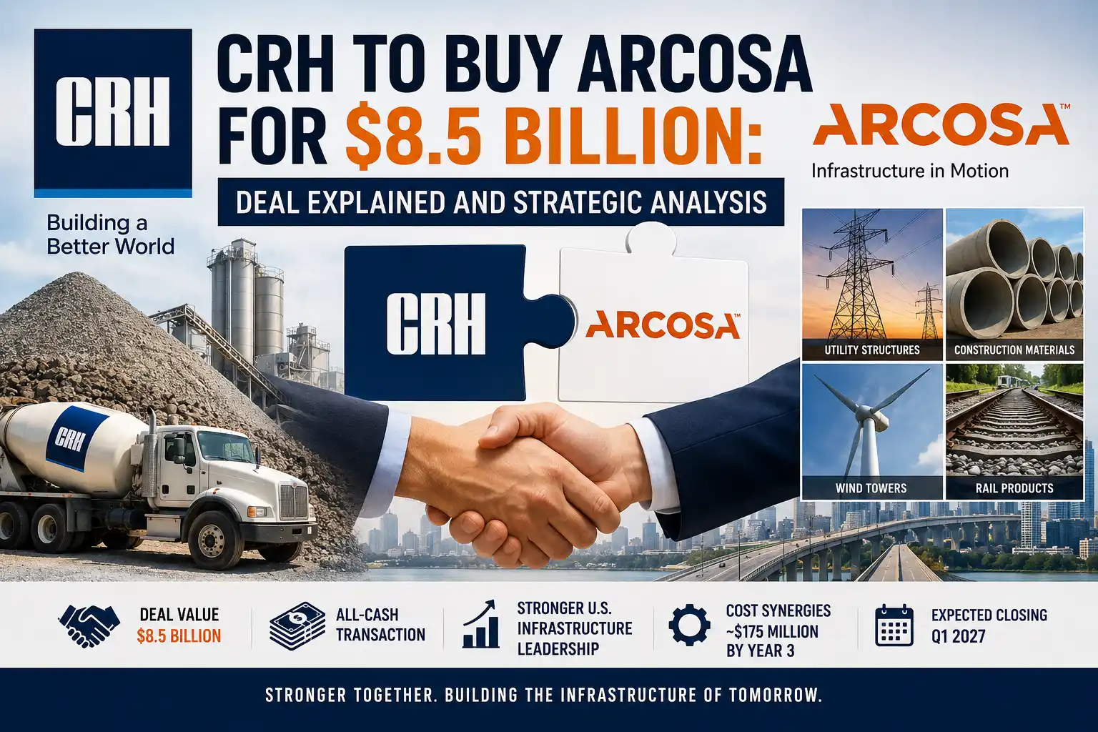 CRH to Acquire Arcosa for $8.5 Billion: Deal Explained and Strategic Analysis