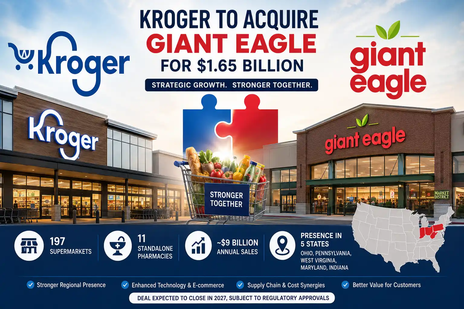 Kroger to Acquire Giant Eagle for $1.65 Billion: Deal, Strategy and What It Means