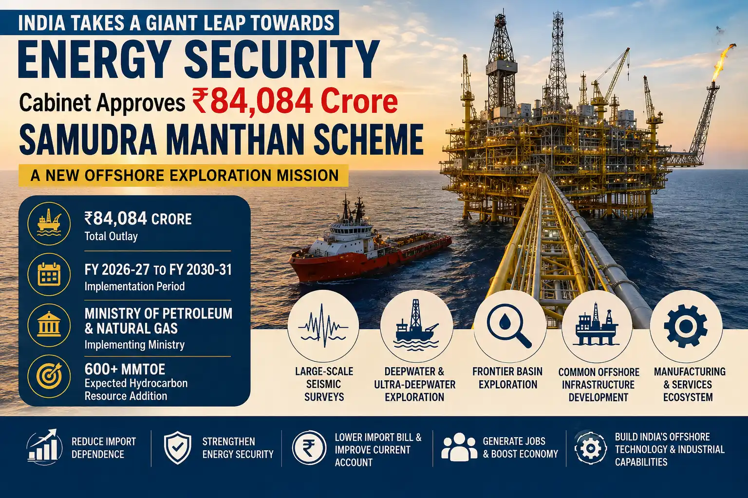 Samudra Manthan Scheme : India Approves ₹84,084 Crore Offshore Exploration Plan