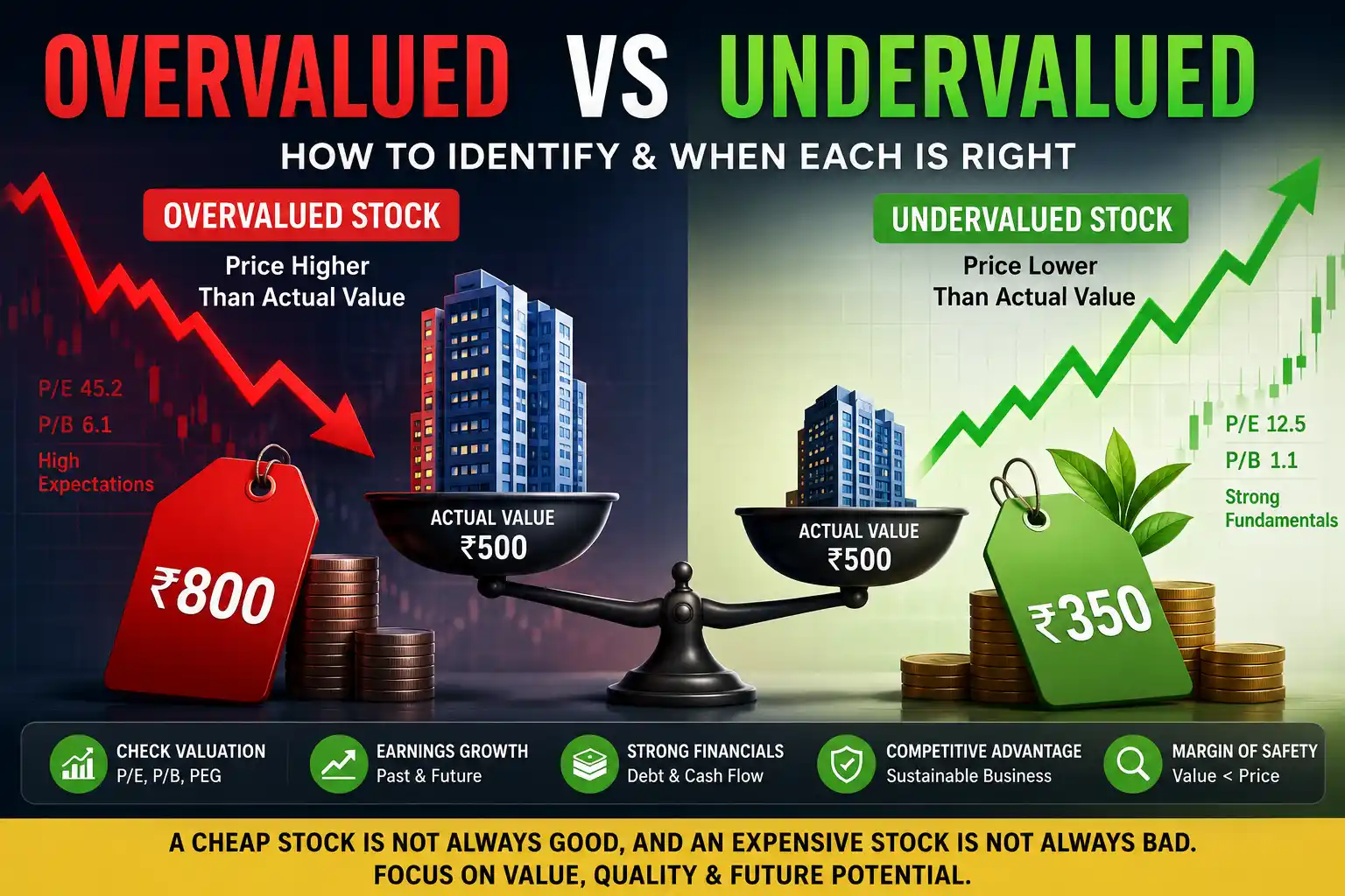 Overvalued vs Undervalued Stocks: What’s the Difference and How to Identify Them?
