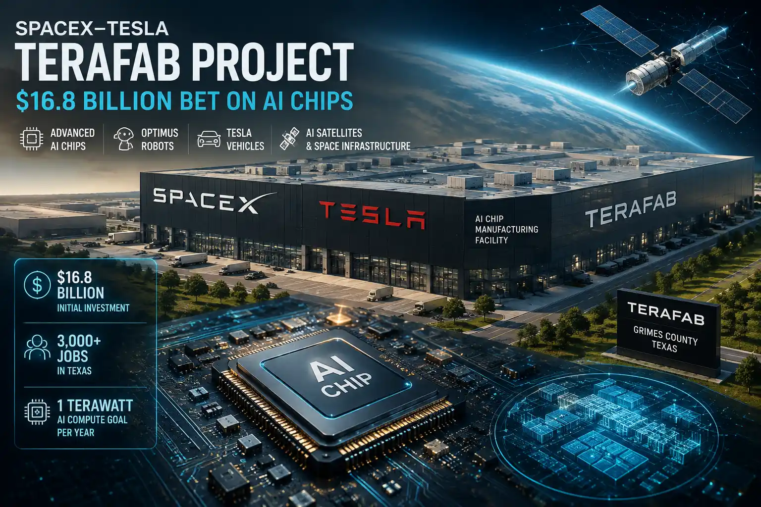 SpaceX–Tesla’s $16.8 Billion Terafab Project: Elon Musk’s Big Bet on AI Chips