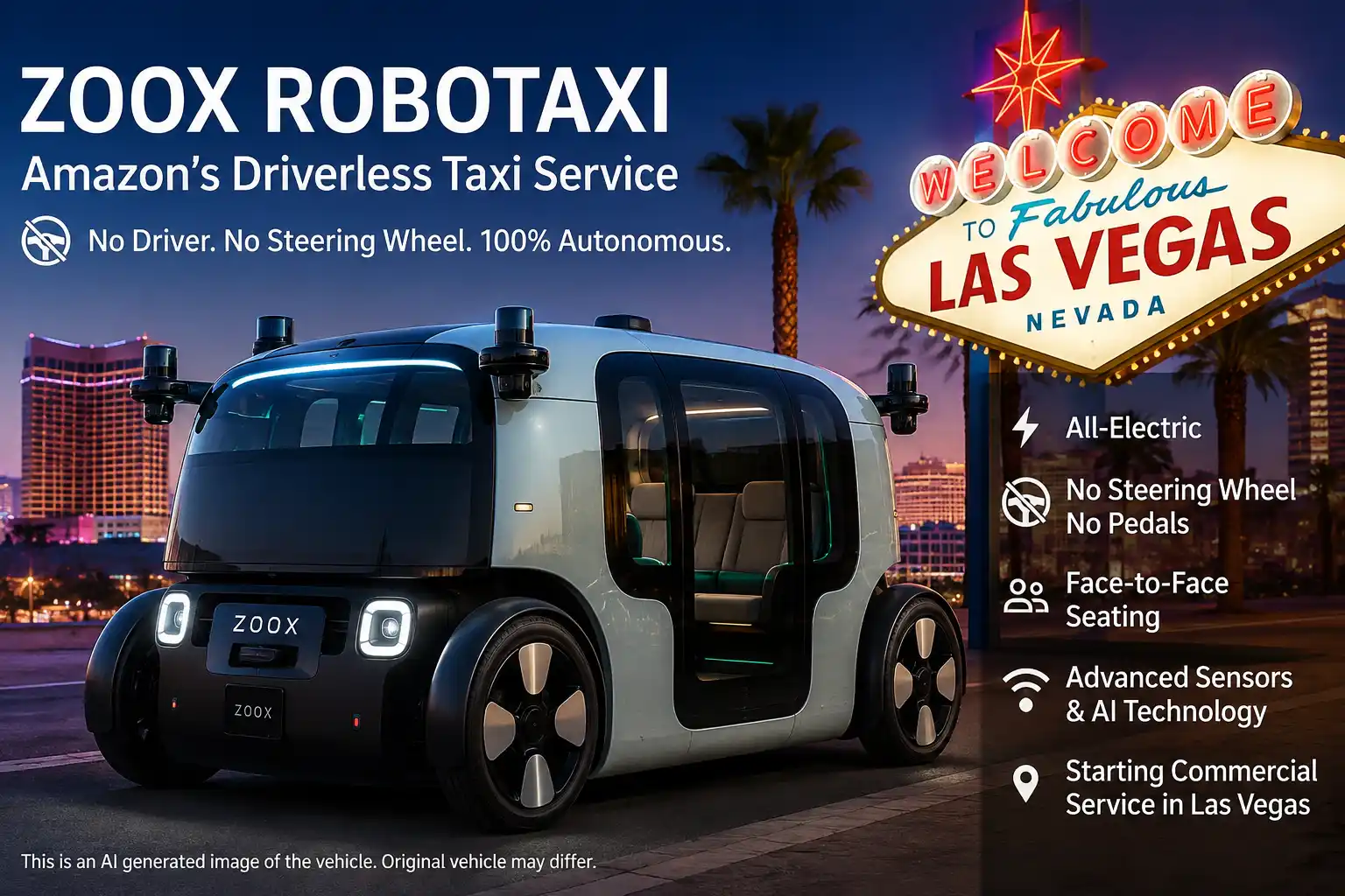 Zoox Robotaxi Launches Paid Driverless Taxi Service in Las Vegas: Features, Latest News & Future Plans